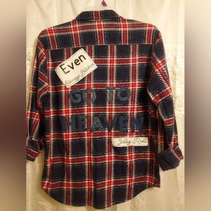 JELLY ROLL EVEN SAVAGE B"S GO TO HEAVEN UPCYCLED FALNNEL SZ M